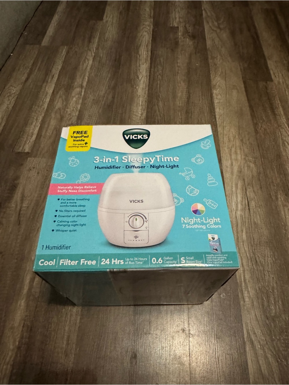 Vicks 3-in-1 SleepyTime Humidifier in Teal & White